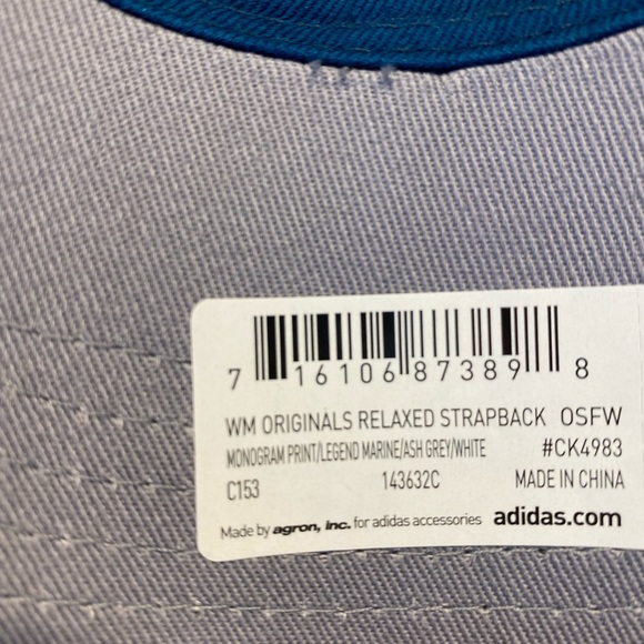 Adidas Originals Women's Relaxed Monogram Print Strapback One Size - Marine Blue - Picture 5 of 5